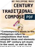 Contemporary music is (in general) based on originality. 20th Contemporary Filipino Composers Performing Arts Classical Music