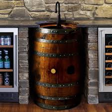 reclaimed wine barrel bar sink