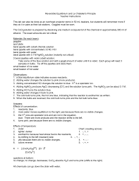 reversible equilibrium and le chatelier s principle