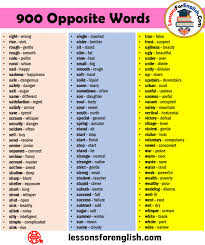 900 Opposite Words In English Lessons For English In 2020 English Opposite Words Opposite Words English Lessons