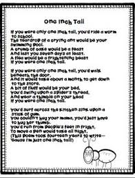 One Inch Tall A Poem Freebie Shel Silverstein Poems Best Poems Poems