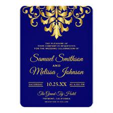 Elegant Royal Blue Gold Damask Wedding Invitation Zazzle Com Damask Wedding Invitation Damask Wedding Typography Wedding Invitations