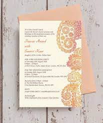 Orange Red Paisley Indian Asian Wedding Invitation Asian Wedding Invitations Wedding Reception Invitation Wording Indian Wedding Cards