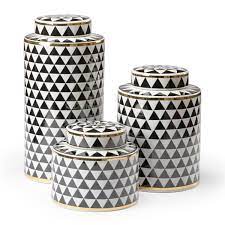 Shop wayfair for all the best black & white kitchen canisters & jars. Wildwood Triad Canister Set Of 3 In 2021 Black And White Vase Canister Sets Brass Decor