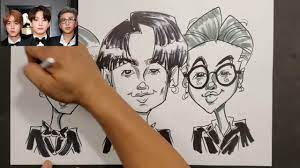 Watch Me Draw A Caricature Of Bts Rm Jin Suga J Hope Jimin V And Jungkook Youtube Check out our caricature shop selection for the very best in unique or custom, handmade pieces from our shops.