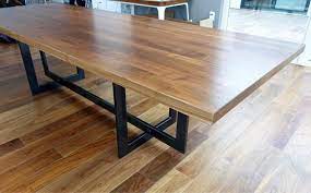 Modern Walnut Dining Table With Steel Legs Etsy In 2021 Steel Dining Table Walnut Dining Table Dining Table