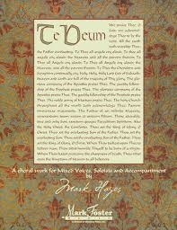 The title is taken from its opening latin words, te deum laudamus, rendered as thee, o god, we praise. Te Deum Ssaattbb Mezzo Sorprano Baritone Solo Organ Hal Leonard Online
