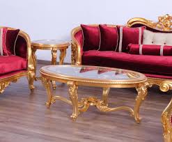 Solid wood coffee table sets. Buy European Furniture Bellagio Coffee Table Set 2 Pcs In Gold Red Antique Red Wood Solid Hardwood Online