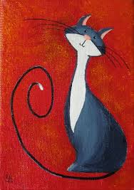 Beginner Easy Black And Red Paintings 80 Excellent But Simple Acrylic Painting Ideas For Beginners Cat Painting Canvas Painting Simple Acrylic Paintings