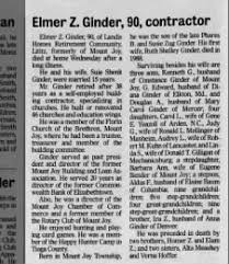 Obituary for Elmer Z. Ginder (Aged 90)