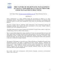 1 The Nature Of Solid Waste Management In Ghana