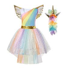 Rainbow Unicorn With Wings Girls Party Costume Pretend Play Cosplay Dr Boo Bootik Unicorn Dress Unicorn Fancy Dress Unicorn Dress Girls