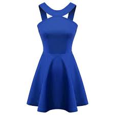 Chicnova Fashion Solid Halter Neck Cutout Dress Backless Cocktail Dress Necklines For Dresses Blue Halter Dress