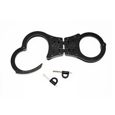 Solid handcuffs with a particularly wide hinge for professional use. Sharp Edge Republic Handcuff Black Hinged