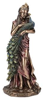 Figuren Shop GmbH Dekofigur Hera Figur mit Pfau - Göttin der Ehe - Veronese griechische  Mythologie