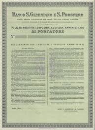 Non ci sono commenti per banco san geminiano e san prospero. Banco S Geminiano E S Prospero Titolo Finanziario Storico Scripomuseum