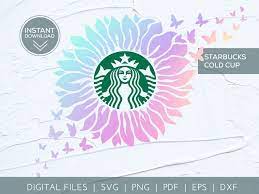 Sunflower Butterflies Starbucks Reusable Cold Cup Summer Etsy Starbucks Logo Cricut Cricut Svg