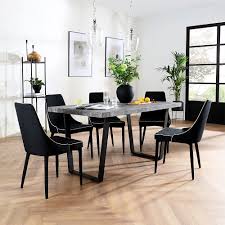 White or beige or black or brown or other etc. Addison Concrete Dining Table With 6 Modena Black Fabric Chairs Furniture And Choice