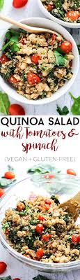 Easy Quinoa Salad With Tomatoes Spinach Recipe Quinoa Salad Recipes Easy Quinoa Salad Healthy Side Dishes