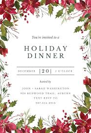 Watercolor Poinsettia Christmas Invitation Template Free Greetings Island Christmas Invitations Template Christmas Dinner Invitation Christmas Party Invitation Template