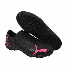 Chuteira society cano baixo preta e rosa PUMA