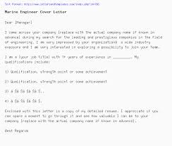 Marine Engineer Cover Letter Job Application Letter