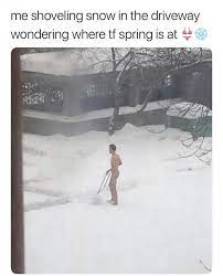 Me Shoveling Snow In The Driveway Wondering Where Tf Spring Is At Meme Ahseeit