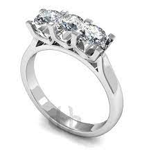 Platinum Diamond Engagement Ring Trilogy 3 Same Size Stones U Claw Setting D Shape Platinum Diamond Engagement Rings Engagement Rings Diamond Engagement Rings