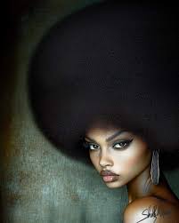 Artist/poetry: Shelly Alexander.. 🤎🤎🖤🖤 Sculpted by Sun and Shadow Her  face is carved by stories untold, By the chaos that have whispered her name  Through generations. She stands, rooted in the earth,