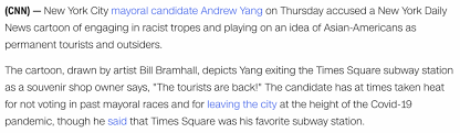 What scares you the most? Andrew Yang Accuses The New York Daily News Of Racism Towards Asians With Latest Drawing Of Him May 27 2021 Gematria Effect News