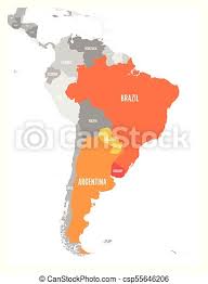¿cuáles son los países sudamericanos? Mapa De Condados Mercosur Asociacion Comercial Sudamericana Los Miembros De Color Naranja Resaltan Brasil Paraguay Canstock