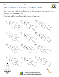 Math worksheets for kindergarten and preschool. First Grade Addition And Subtraction Facts To 12