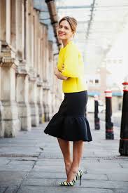 Black And Yellow Skirt Outfit Wearing It Today Fashion Skirt Outfits Spring Work Outfits