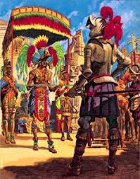 The aztecs believed the meeting of cortés and montezuma, oil on canvas by an unknown artist, c. 500 Spanish Conquest War Art Ideas Inca War Art Conquistador