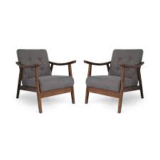 Aurora Mid Century Modern Accent Chairs Set Of 2 Dark Gray And Medium Brown Walmart Com In 2020 Mid Century Modern Accent Chairs Accent Chair Set Grey Fabric Accent Chair