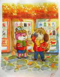 Lottie and Digby recharging before heading back to work. Say, how safe is  that Power Horse drink anyway? : rAnimalCrossing