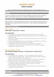 Looking for music teacher resume samples? Piano Teacher Resume Samples Qwikresume