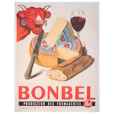 Original Lithograph Poster Bonbel Production Des Fromageries 1950s Vintage Posters Vintage Advertising Art Vintage Advertisements