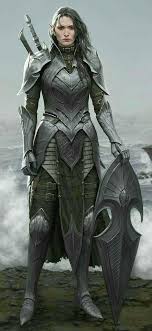F Wood Elf Fighter Plate Armor Swords Coastal Beach Lg 25 Warrior Woman Dungeons And Dragons Characters Female Knight
