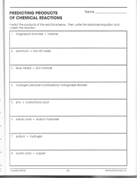 *combination (synthesis) *decomposition *single displacement (single replacement).classify the reactions below as synthesis, decomposition, single replacement, double replacement. 61 Classification Of Chemical Reactions Chemistry Worksheet Key Balancing Equations Worksheet Answers Page 61 Tessshebaylo Predicting Products Of Chemical Reactions Worksheet Solutions Briar Woods High Natasha Jozinha
