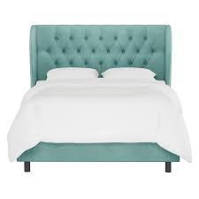 Luxury style delightfully elegant and upholstered, this cozy piece will make a statement in your bedroom. California King Tufted Upholstered Wingback Headboard Velvet Caribbean Threshold Target