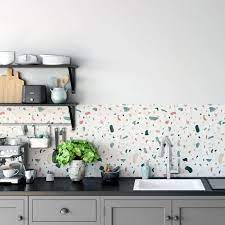tout savoir sur le carrelage adhesif autocollant wallpaper backsplash kitchen kitchen wallpaper terrazzo kitchen