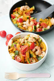 Schnelle Low Carb Gemusepfanne Mit Garnelen Zucchini Und Paprika Rezept Rezepte Gesunde Rezepte Rezepte Furs Baby