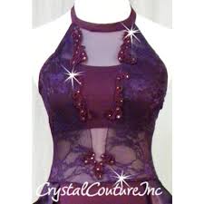 Encore Costume Couture Plum Floral Lace Leotard With
