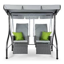 Blumfeldt Concordia Balancelle De Jardin 185cm 2 Places Auvent Pare Soleil Construction En Tubes D Acier Siege En Rotin Balancelle De Jardin Canape Jardin