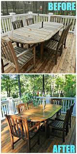 Teak Table Makeover Redhead Can Decorate Outdoor Table Decor Teak Table Outdoor Teak Patio Furniture