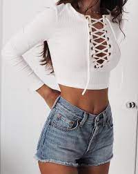 A graphic print crop top is a cool way to show off your artistic side. Summer Fashion Short Shorts Strappy Blouse Crop Top Outfits Top Outfits Fashion Outfits