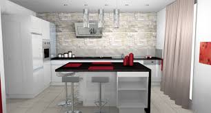 Cuisine Moderne Parement Pierre Contemporain Mobilier Laque Blanc Buffet Plan De Travail We Decoration Interieure Moderne Decoration Interieure Cuisine Moderne