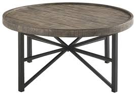 Frequently asked coffee tables questions coffee tables by ashley homestore with a wide variety of styles and materials, coffee tables from ashley homestore are a great option if you need durability and versatility. Ashley Furniture Signature Design Cazentine Contemporary Rustic Round Cocktail Table Distressed Top Grayish Brown Black Buy Online In Maldives At Maldives Desertcart Com Productid 79608941