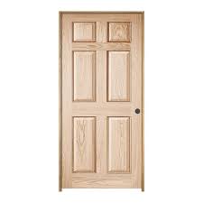 Jeld Wen 30 In X 80 In Oak Unfinished Left Hand 6 Panel Solid Wood Single Prehung Interior Door 658513 The Home Depot Prehung Interior Doors Doors Interior Solid Wood Doors